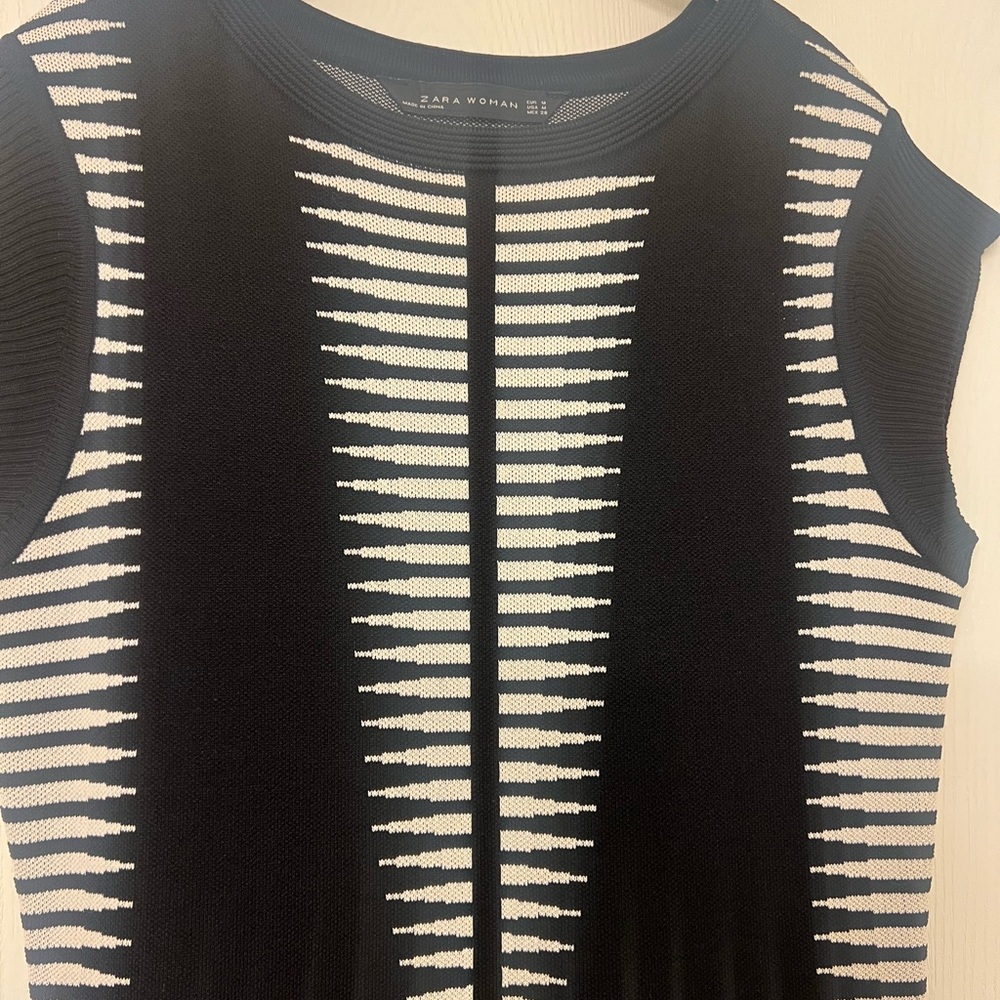 Zara Black and White Striped Midi Dress - Picture 4 of 10
